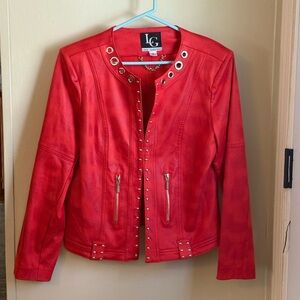 Lena Gabriella Red pleather Jacket with Silver Hardware